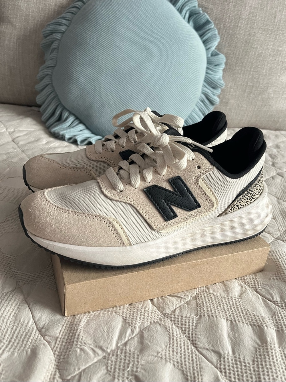New Balance X70  Cream & Black Sneakers